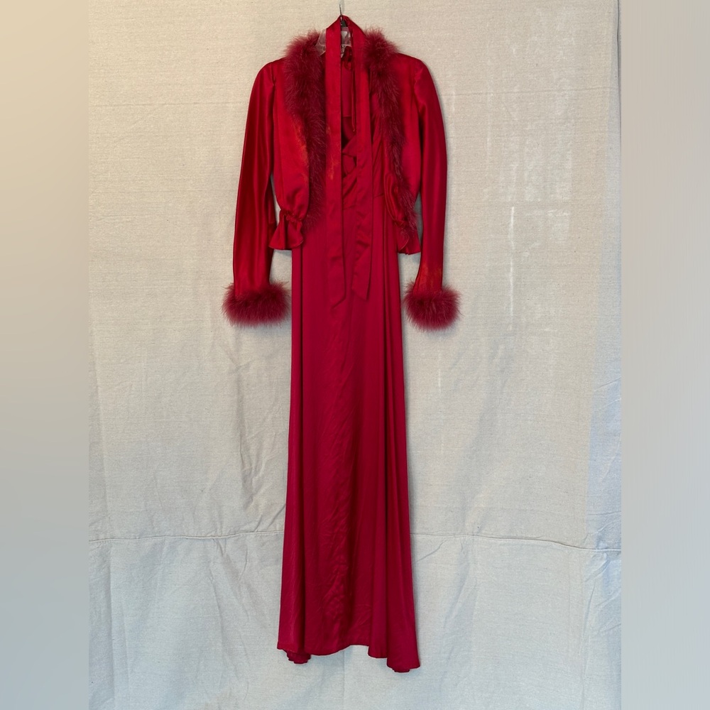 Vintage Red Old Hollywood Nightgown With Jacket